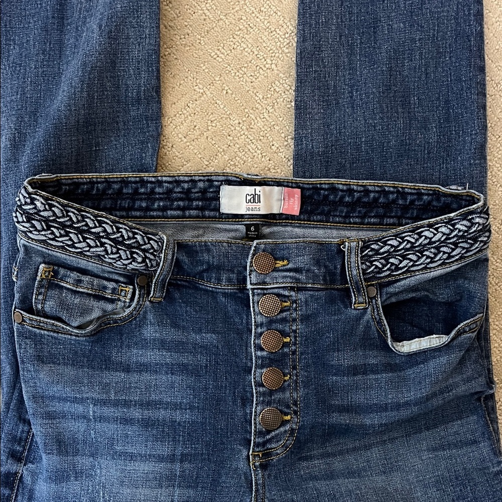 CAbi Women's button fly Skinny Jeans in Dark Blue, size 6 - Picture 3 of 4